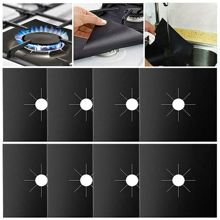 

Skycarper 8Pcs Gas Stove Protector Cooker Cover Liner Clean Mat Pad Kitchen Gas Stovetop Cooker Cover Black 27CM * 27CM