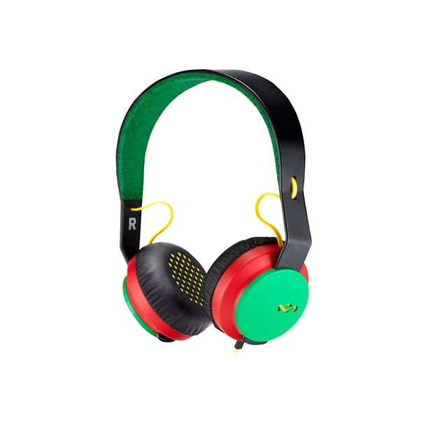 House of Marley ROAR - Headphones with mic on-ear - wired - mm jack - rasta - Walmart.com