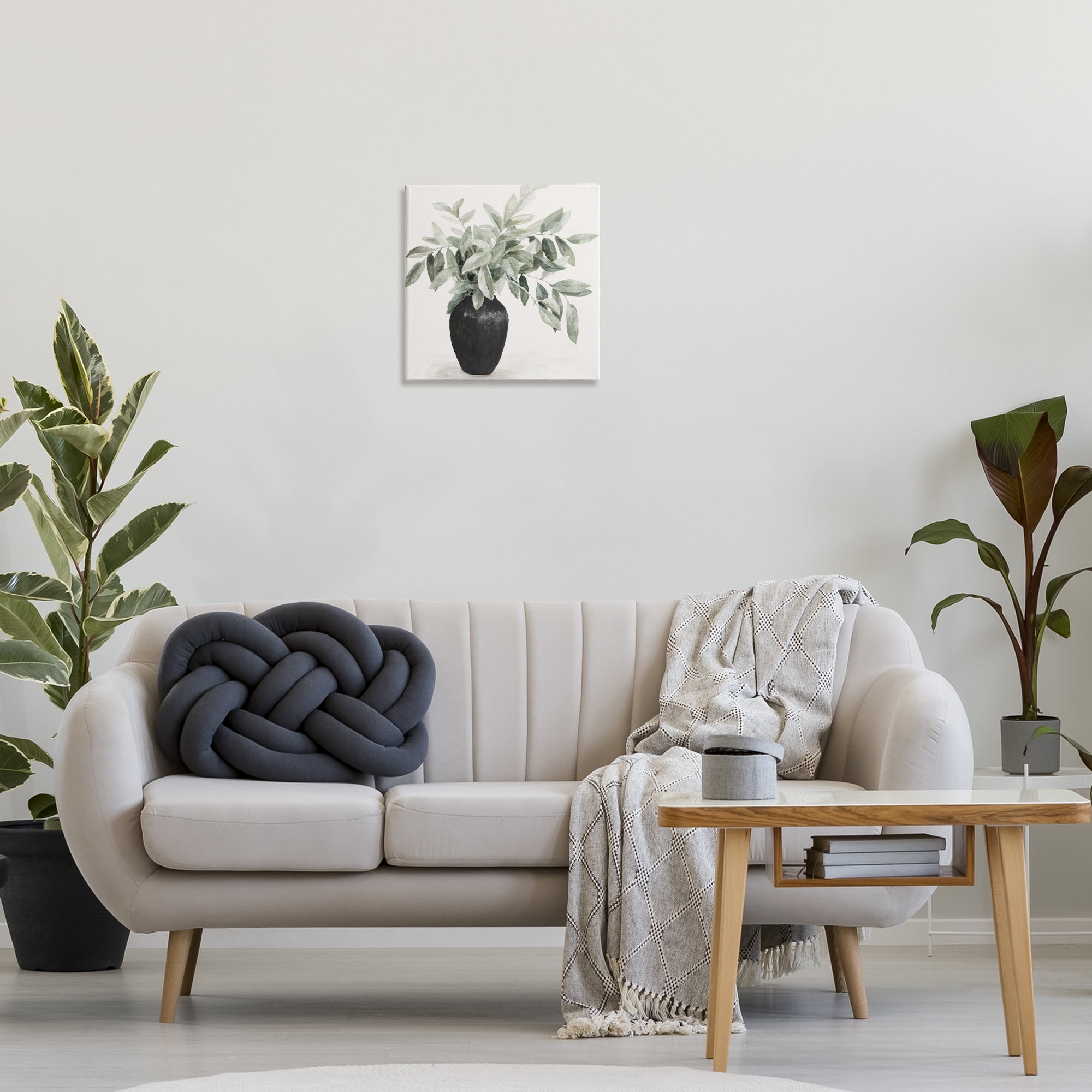 Stupell Industries Plant in Black Vase Botanical & Floral Painting Gallery Wrapped Canvas Art Print Wall Art, 17 x 17