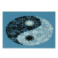 thumbnail image 3 of Ying Yang Cutting Board, Abstract Design Daisy Flower Power on Tao Sign Floral Themed Art, Decorative Tempered Glass Cutting and Serving Board, Small Size, Blue Black Grey, by Ambesonne, 3 of 5
