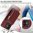 thumbnail image 6 of Nalacover RFID Blocking Wallet Case for iPhone 11, Shockproof PU Leather Magnetic Button Zipper Purse Card Slots & Kickstand Crossbody Phone Case with Shoulder & Wrist Strap,Winered, 6 of 12