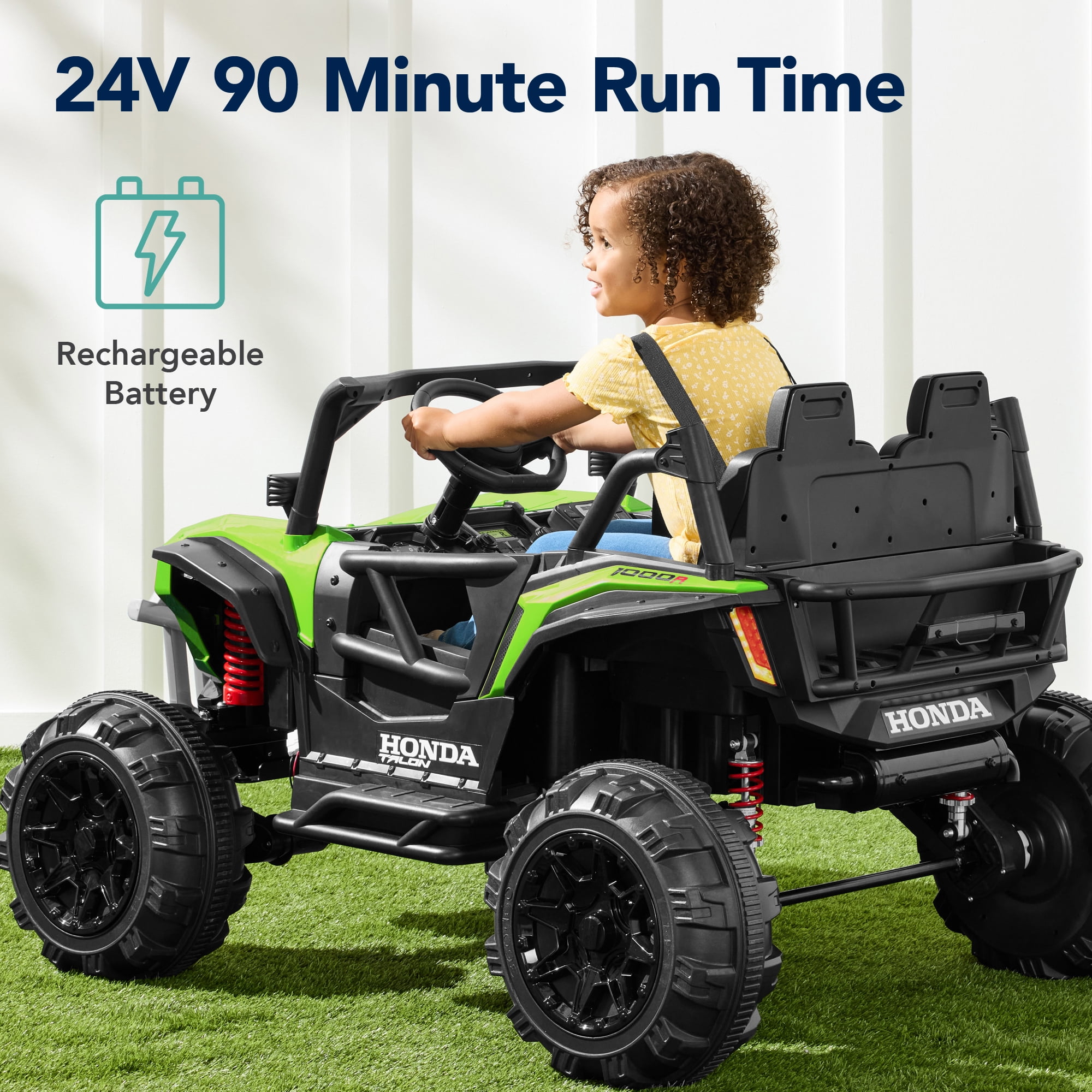 Best Choice Products Kids 24V Electric Ride-On UTV, Officially Licensed Honda Talon w/ Remote, LED Lights - Lime Green