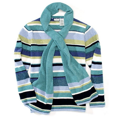 White Stag - Women's Plus Striped Chenille Sweater & Scarf