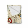thumbnail image 2 of Modern Soft Flannel Fleece Throw Blanket, Trippy Leaf with Swirl Lines Curves and Face Creative Funky Graphic, Cozy Plush for Indoor and Outdoor Use, 50" x 70", Multicolor, by Ambesonne, 2 of 6
