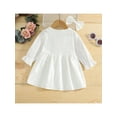 thumbnail image 3 of FOCUSNORM Tenues d'Automne 2 Pcs pour Filles Tout-Petits, Robe Boutonnée Col en V + Nœud pour Cheveux, 3 of 9