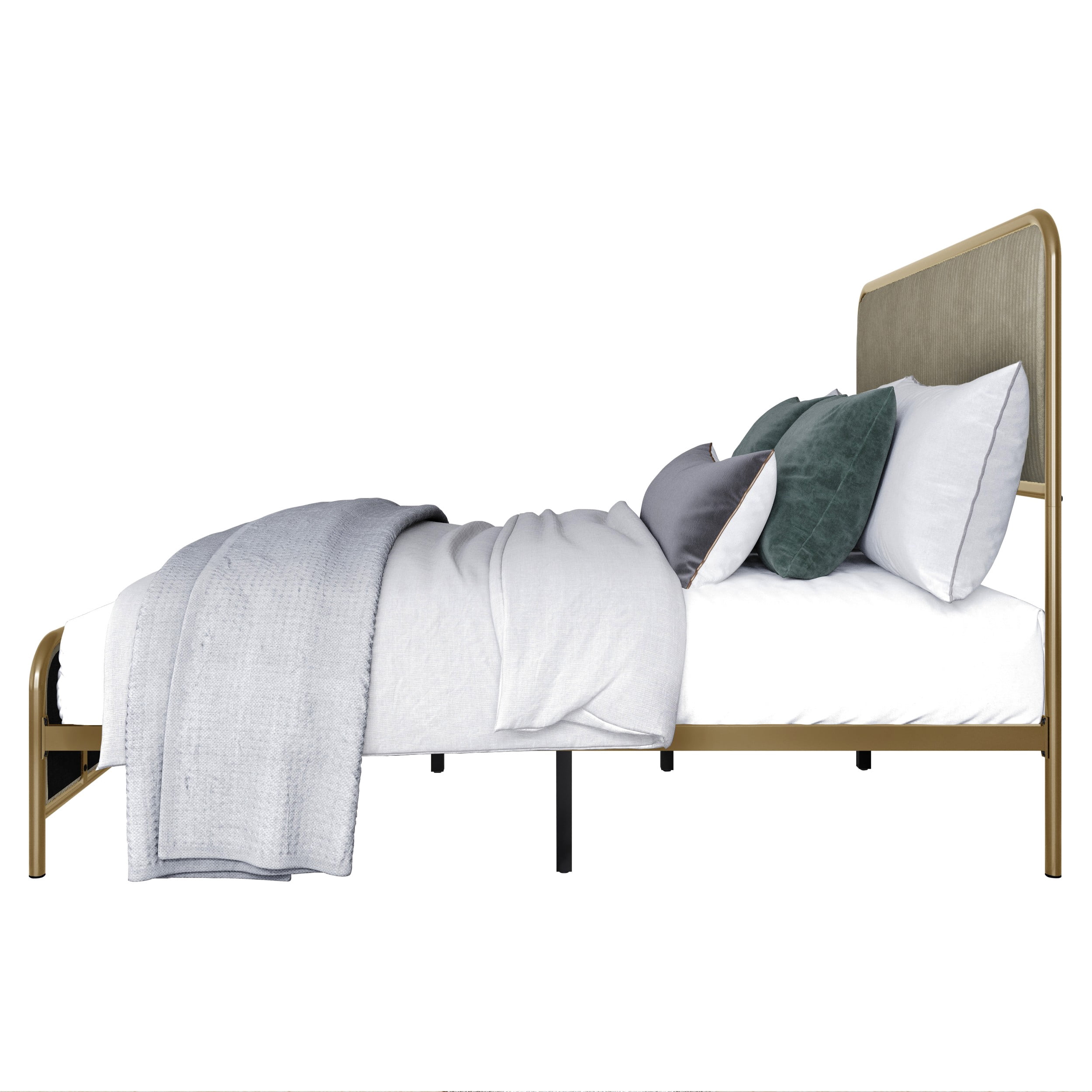 Home Design Parma King Panel Bed Frame, Metallic Gold