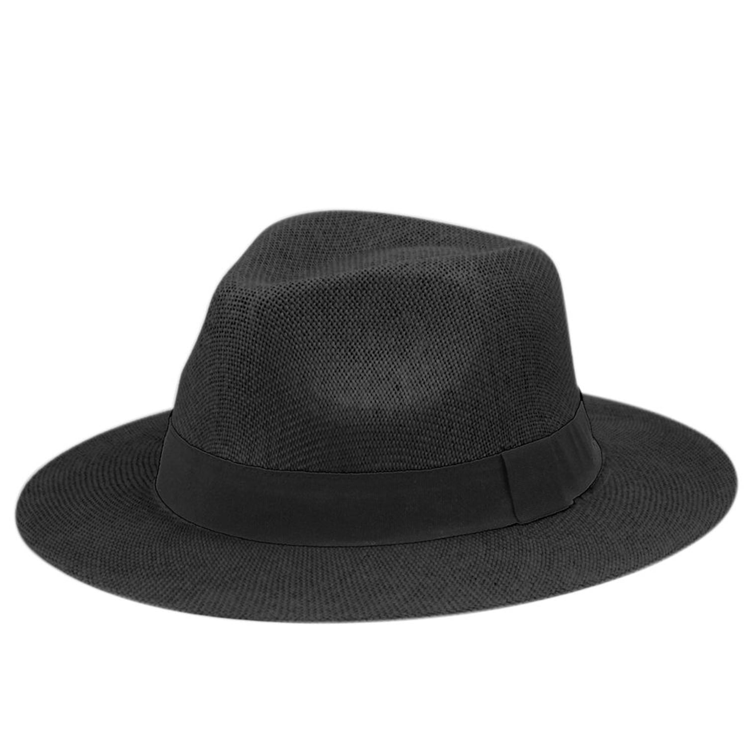 Women's Straw Fedora Hat Cuban Panama Wide Brim Summer Beach