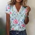 thumbnail image 1 of Pntutb Casual Mujer Cuello en V Verano Sexy Gradiente Estampado Regular Mujer Manga corta top Pntutb Pntutb-4073, 1 of 8