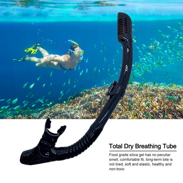 Buceo Snorkel Tubo de respiración subacuático totalmente seco Equipo de esnórquel (Negro)