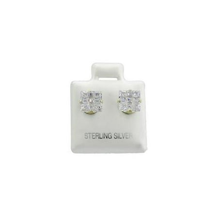 ZilverZoom SICZ100-9MM Sterling Silver Cz 9mm Square Invisible Studs
