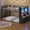 Black-Wide Staircase, variant on Plonmago Low Twin Over Twin Size Bunk Bed With Bookshelf & Storage Drawers, Metal Floor Bunk Bed With Rgb Lights & Charging Station, Guardrail & Ladder, Small Space, Black