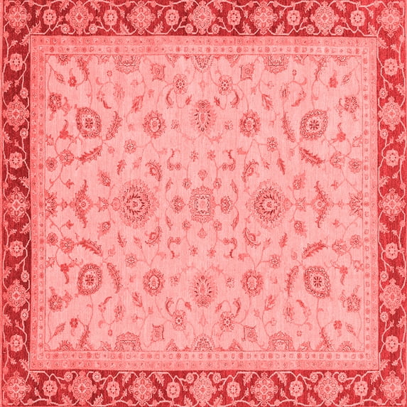 Ahgly Company Machine Washable Indoor Square Oriental Red Traditional Area Rugs, 3' Square