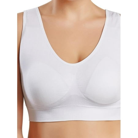 

SUPERHOMUSE Women s Invisibles Sports Bra Large Size Seamless With Chest Pad Adjustment Comfort Seamless Lightly Lined V Neck Bralette