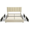 thumbnail image 6 of Katkuca Full Bed Frame with Adjustable Headboard and 4 Drawers, Velvet Upholstered Platform Bed Frame, Sturdy Wood Slat Support, No Box Spring Needed, Beige, 6 of 9