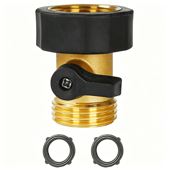 ICERUN Garden Hose Shut Off Valve,3/4 Inch Heavy Duty Solid Brass Garden Hose Connector,Water Shut Off Valve with 2 Extra Rubber Washers