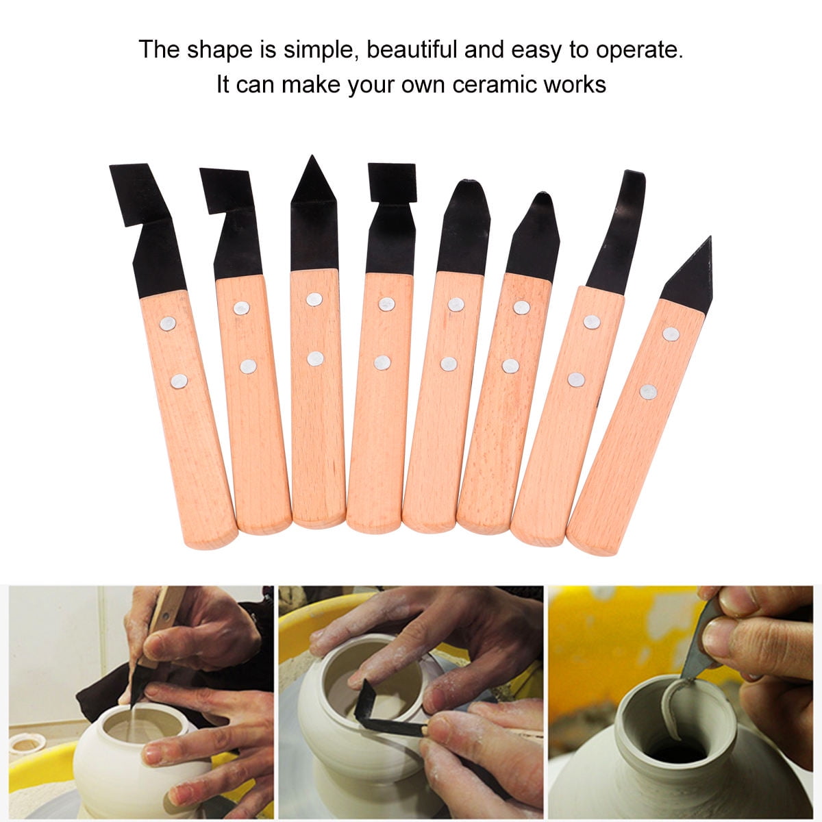 FESTFENDS Sculpture Modeling Tool Set Pottery Tools Black Stainless Steel 8Pcs Repairing Making Clay