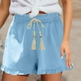 thumbnail image 2 of cfhntfmh Shorts for Women Summer Fashion Beach Shorts with Pockets Drawstring High Waist Lounge Shorts, 2 of 5