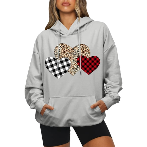 Hoodie without Cap Soft 4 Ladies Sweatshirts Hooded Star Ladies Christmas Sweatshirt Suitable Sweatshirt For Women Hoodies Graphic Print Drawstring Pullover Hooded Casual Tops Fall Loose Gray XXL