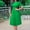 Green, variant on Plus Size Dresses for Women Pleated Trendy Tunic Crewneck Solid Color Ladies Dress Short Sleeve