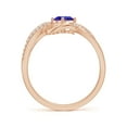 thumbnail image 2 of ANGARA Natural Tanzanite Twisted Ribbon Ring with Pave Diamond Accents in 14K Rose Gold for Women (Size-6x4mm) | December Birthstone, Anniversary, Jewelry Gift for Women | Natural Tanzanite Ring, 2 of 9