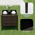 thumbnail image 5 of 3 Pieces Patio Furniture Set, Rattan Outdoor Furniture with 2 Upholstered Chairs and Coffee Table, Conversation Bistro Set for Garden, Backyard, Porch, Brown/Beige, 5 of 8