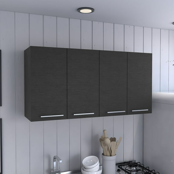 CoSoTower Kitchen Cabinet Durham, Four Doors, Black Wengue Finish