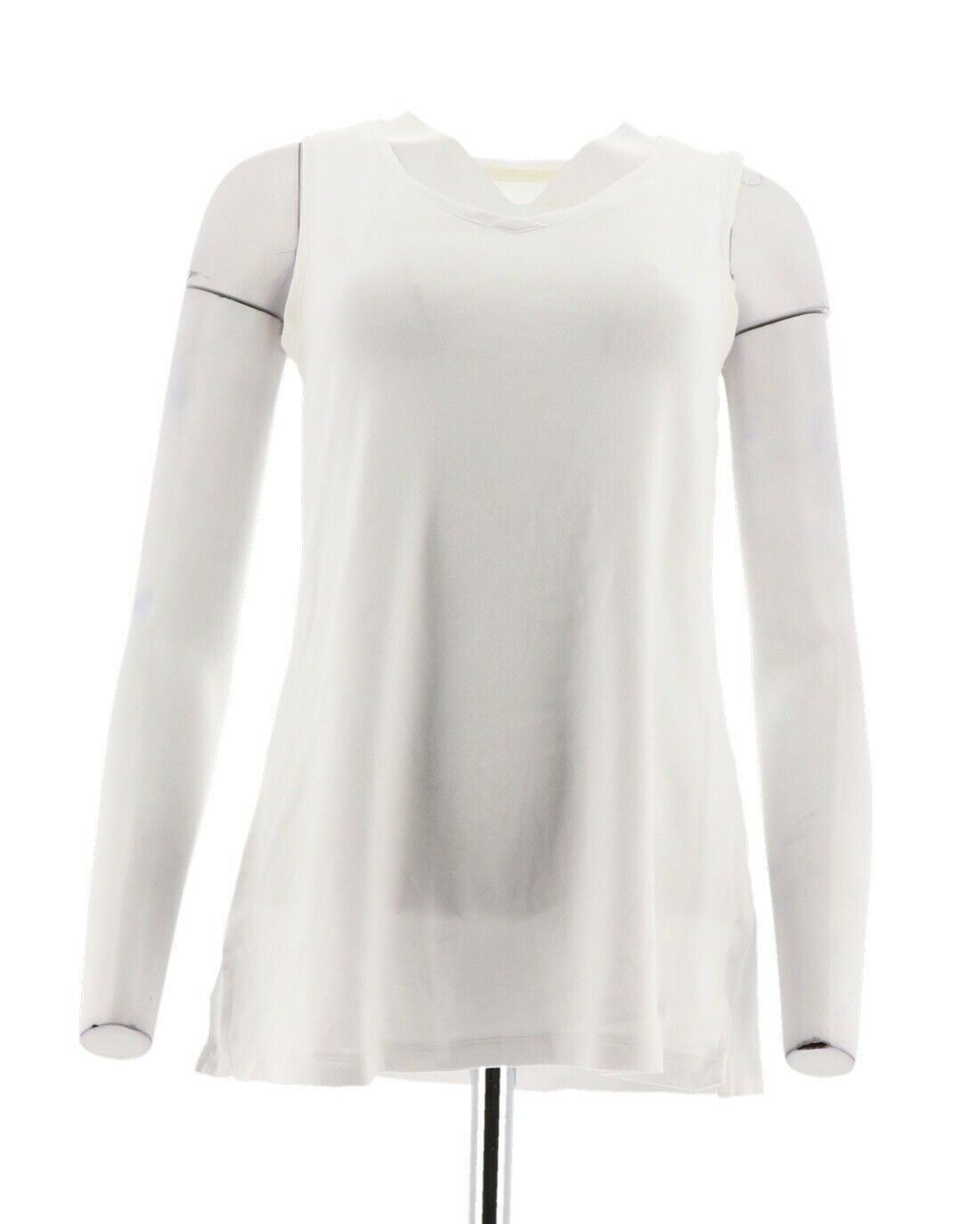 Isaac Mizrahi Essentials V-Neck Tunic Tank Top Bright White 1X NEW A306536