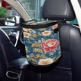 thumbnail image 6 of Qxltty Red and White Flowers on Blue Background Car Trash Can with Lid Vehicle Backseat Hanging Leak Proof Storage Bin, 6 of 7