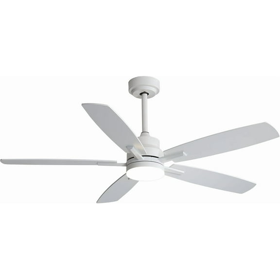 Ceiling Fans with Lights and Remote - 52 Inch Flush Mount Ceiling Fan with Noiseless Reversible DC Motor Timer LED Ceiling Fan for Bedroom Living Room Dining Room,White