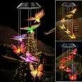 thumbnail image 2 of Garden Wind Chime Solar Power LED Butterfly Lights Hanging Colour Changing Decor, 2 of 10