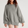 thumbnail image 4 of Hogleaql Women's Winter Crew Neck Oversized Sweaters Batwing Long Sleeve Knitted Fall Casual Jumper Tops Dressy Warm Loose Pullover Solid Sweater Dark Gray XL, 4 of 6