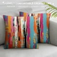 thumbnail image 3 of JEUXUS  Abstract Throw Pillow Cushion Cover, Multicolored Expressionist Work of Art Vibrant Rainbow Design Tainted Pattern, Decorative Square Accent Pillow Case, Rainbow Color, 3 of 5