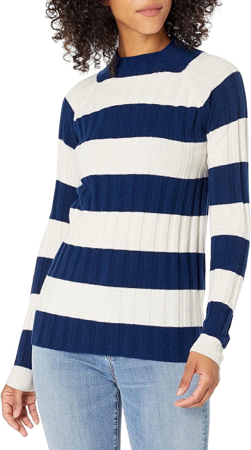 Women s Sweaters Mock Neck Striped 
