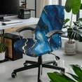 thumbnail image 2 of Renewold Marble Dark Blue Office Chair Cover Universal Stretch Desk Chair Cover with Elastic Bottom Removable Office Computer Chair Cover for Armrest Chairs Home Office Decor, S, 2 of 7