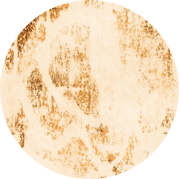 Ahgly Company Indoor Round Abstract Orange Modern Area Rugs, 8' Round