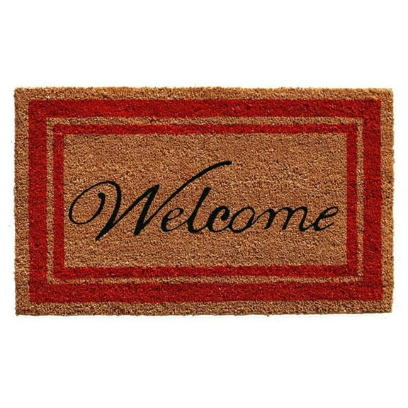 Calloway Mills  18 x 30 in. Red Border Welcome Rectangular Doormat, Natural