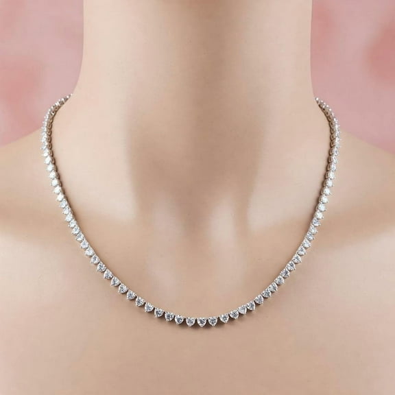 925 Silver Heart CZ Diamond Tennis Necklace for Woman , April Birthstone Jewelry , Layered Choker Necklace , Dainty Wedding Gift for Her