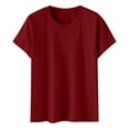 thumbnail image 4 of Red Women's Short Sleeve T-shirt, Women'S Casual Solid Color Cotton Tops Round Neck Short Sleeve Tops Shirts Loose Shirts T Shirts Casual Loose Tops,Women's Short sleeve T-shirt XXL, 4 of 8