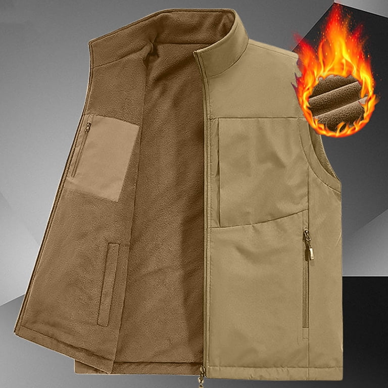 ZouoYYii Mens Vest Jacket Warm Sleeveless Jackets Winter Zipper Coat Autumn Stand-Up Collar Casual Waistcoat