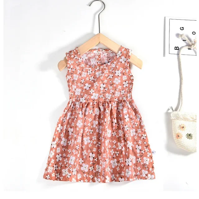 Bébé Filles Robe Sans Manches Mignon Imprimé Dessin Animé Enfants Princesse Robes Coton Enfants Robe Soleil Vêtements Fille Été Plage Vêtements