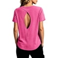 thumbnail image 2 of Open Back Workout Tops for Women 2026 Summer Short Sleeve Crewneck Athletic Gym Shirts Yoga Pilates Outfits, 2 of 5