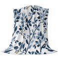 thumbnail image 6 of Navy Blue Botanical Blanket Soft Cozy Warm Throw Blanket for Couch, Plush Fuzzy Flannel Fleece Blankets for Sofa, Summer Spring Leaves Bed Blankets Lightweight Gifts for Women, 40"x50", 6 of 9