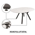 thumbnail image 5 of 7-Piece Expandable Circular Dining Table Set, 47-63" Extendable MDF Table with 6 Ergonomic PU Fabric Dining Chairs, Black Metal Legs & Thick Cushioned Seats for Home Dining, 5 of 9