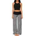 thumbnail image 4 of REDARER Womens Striped Palazzo Pants Fold Over Waistband Wide Leg Loose Fit Casual Trousers,L, 4 of 8