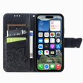thumbnail image 3 of Butterfly Embossed Wallet Case for iPhone 16e/17e, PU Leather Flip Cover with Card Holder, Kickstand & Lanyard, Shockproof,,Black,For iPhone 16e/17e, 3 of 8