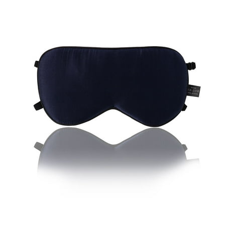 Eze Pillow - Silk Sleep Mask with Adjustable Strap Super-smooth Eye Mask Navy Blue-2 Straps