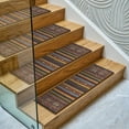 thumbnail image 6 of Ottomanson Non-Slip Rubberback Vintage Striped 8.5" x 26" Indoor Stair Treads, 7 Pack, Multicolor, 6 of 11