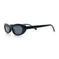 thumbnail image 6 of Womens Classy Iconic Narrow Oval Plastic Retro Mod Fashion Sunglasses All Black, 6 of 7