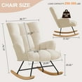 thumbnail image 6 of Nursery Rocking Chair Teddy, Upholstered Glider Rocker with High Backrest, Comfortable Stylish Accent Armchair with Padded Seat for Living Rooms, Bedrooms, Offices Ivory, 6 of 6