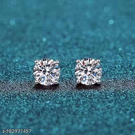 925 Sterling Silver Lab-Grown Diamond Round Solitaire Stud Earrings